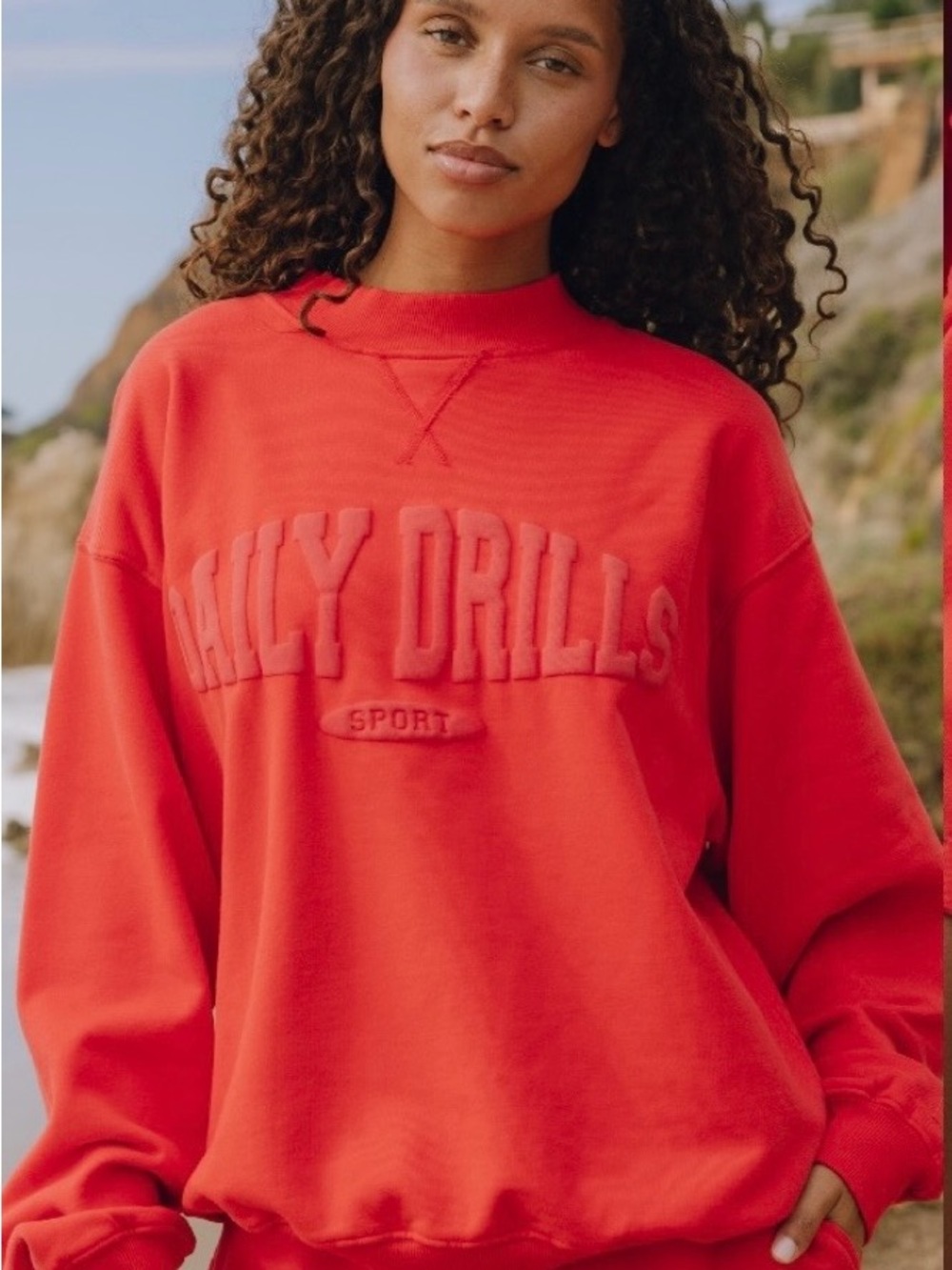 Daily Drills Red Pullover Crewneck Sweatshirt